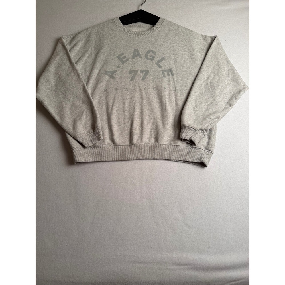 American Eagle Gray Graphic Crewneck Sweatshirt A. Eagle 77 New York Fleece